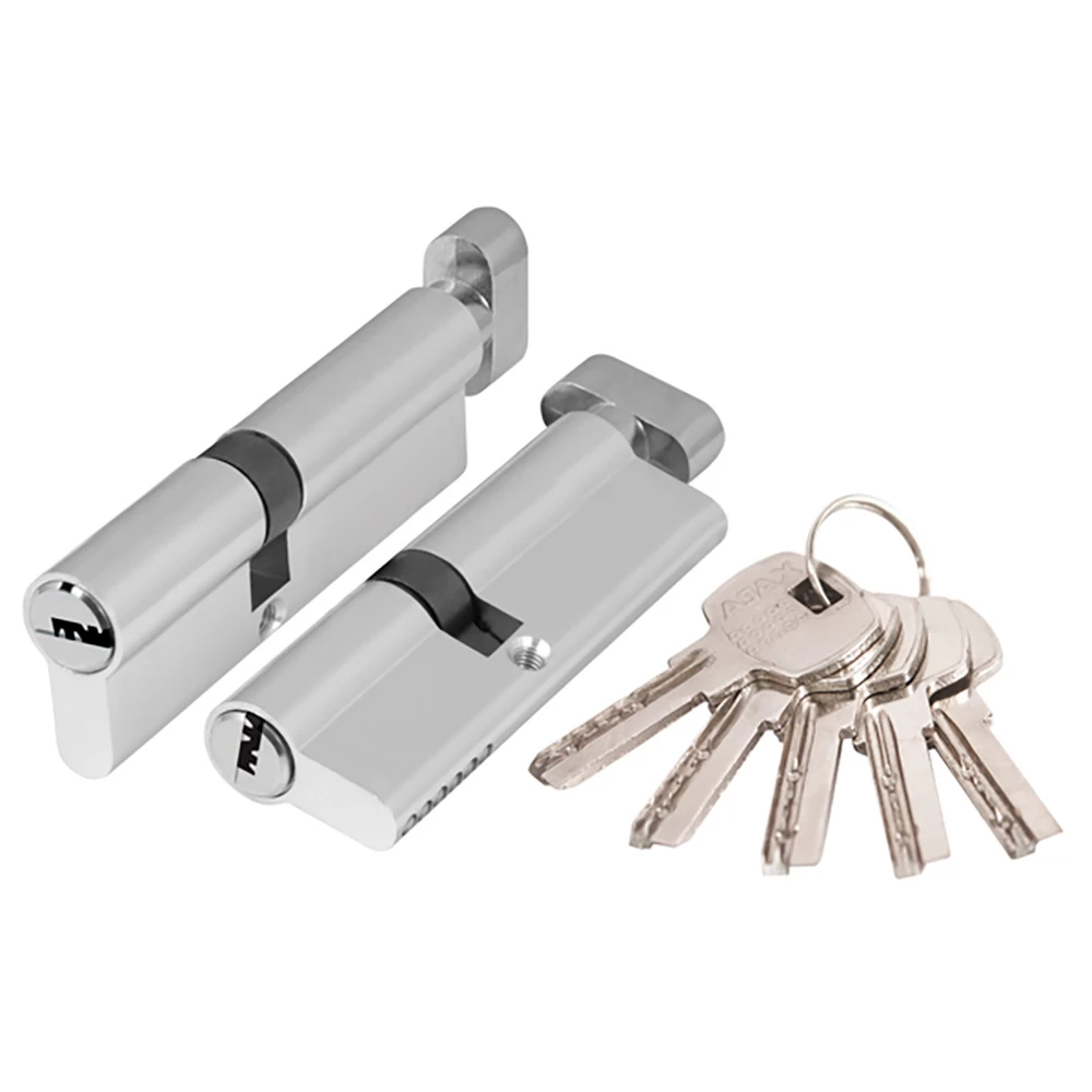 Фото Цилиндровый механизм (AX202/100) AX2002Knob100 (40+10+50) CP хром с вертушкой