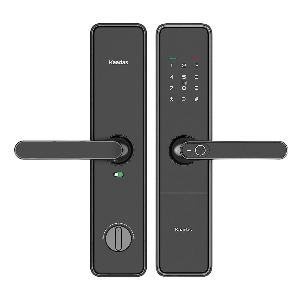 Фото Замок врезной электронный к с ручкой Kaadas S500-5W с отпечатком пальца, с WiFi, черный