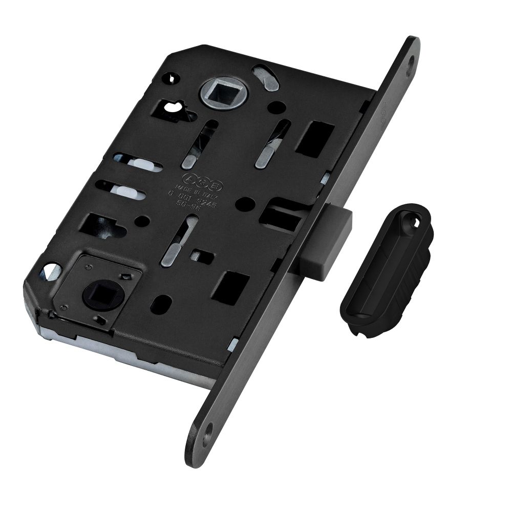 Фото B06102.50.93.640 Защелка врезная WC (черный) MEDIANA POLARIS с отв. планкой (скин)