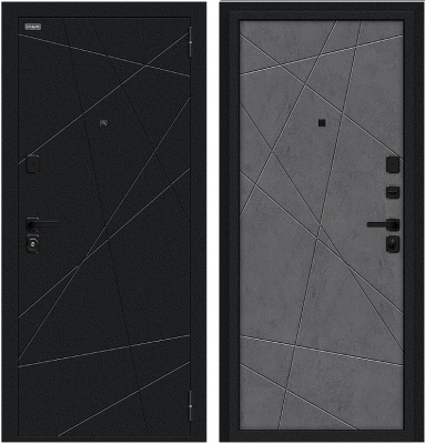 Дверь Браво Граффити-5/SBlack Букле черное/Slate Art
